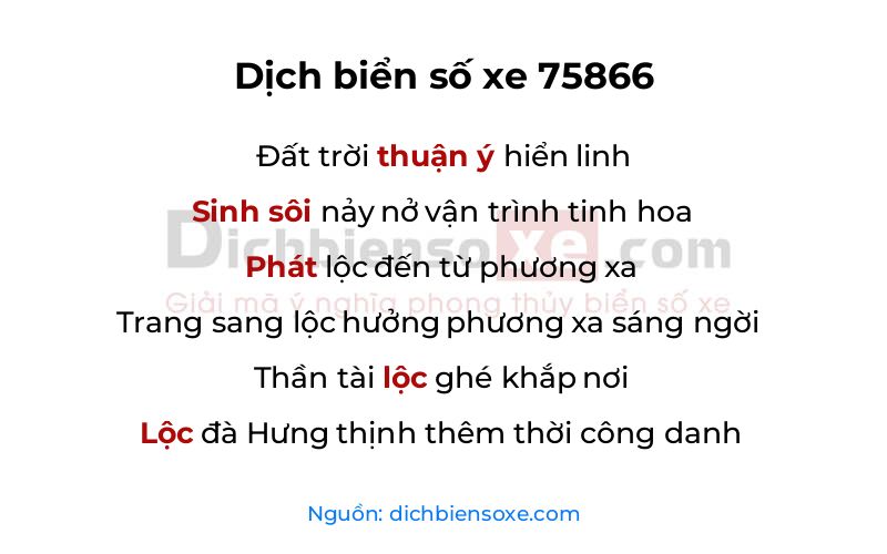 Dịch thơ biển số 75866