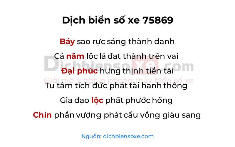 Dịch thơ biển số 75869