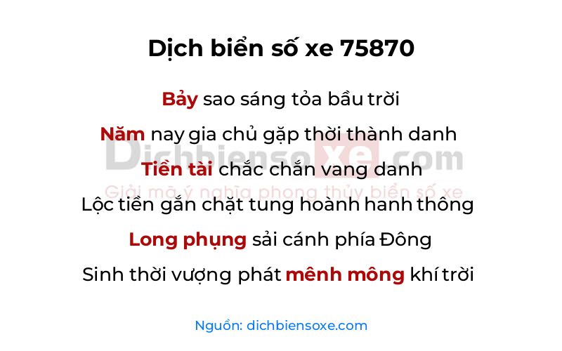 Dịch thơ biển số 75870