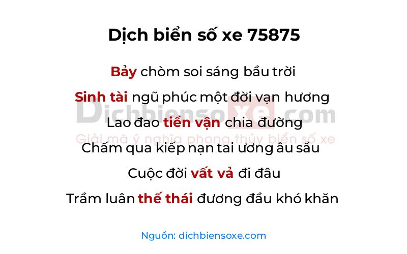 Dịch thơ biển số 75875