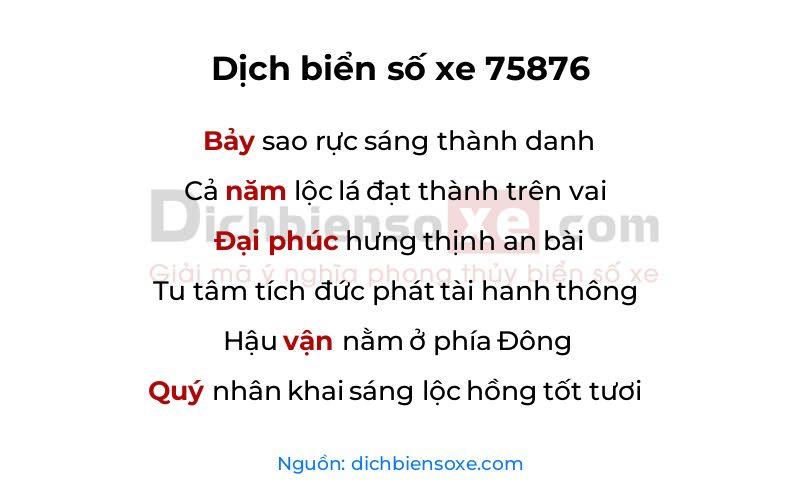 Dịch thơ biển số 75876