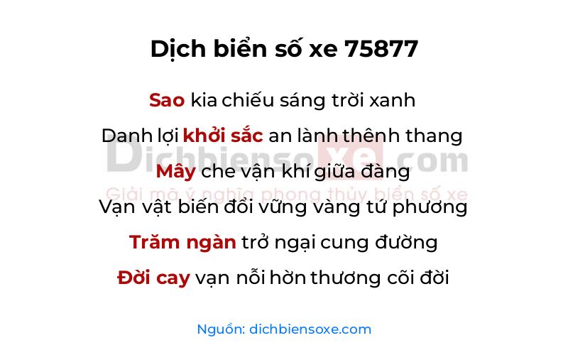 Dịch thơ biển số 75877