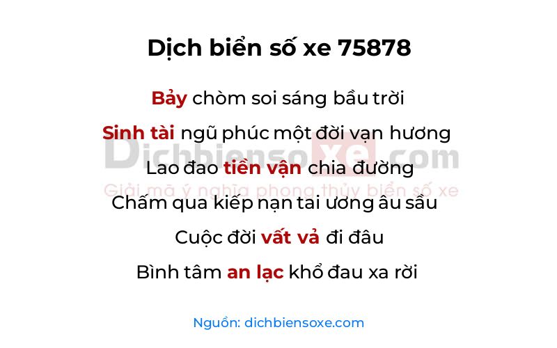 Dịch thơ biển số 75878