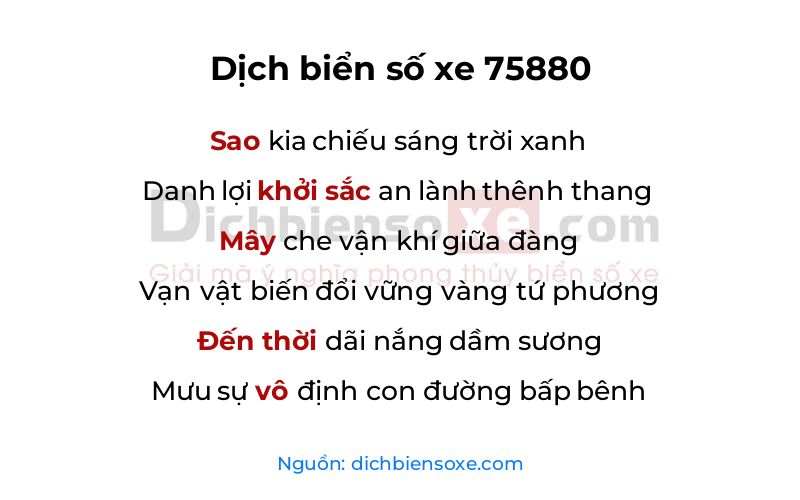 Dịch thơ biển số 75880