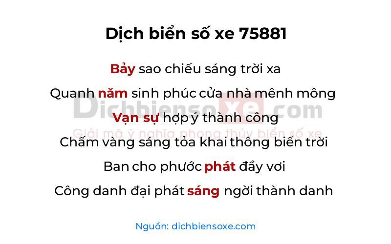 Dịch thơ biển số 75881