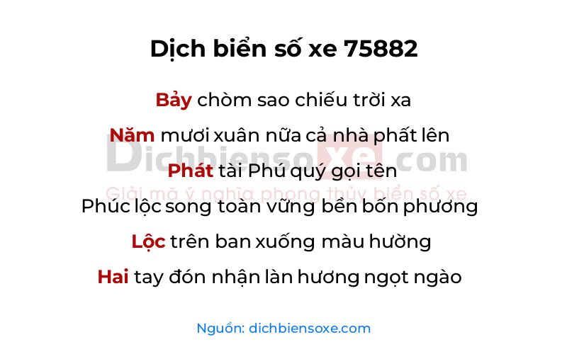 Dịch thơ biển số 75882