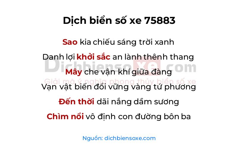 Dịch thơ biển số 75883