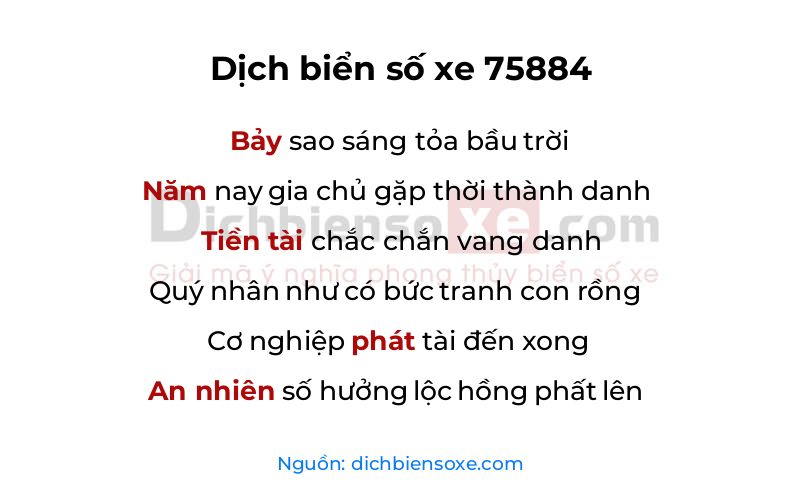 Dịch thơ biển số 75884