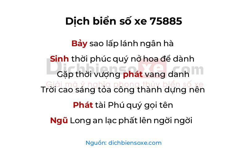 Dịch thơ biển số 75885
