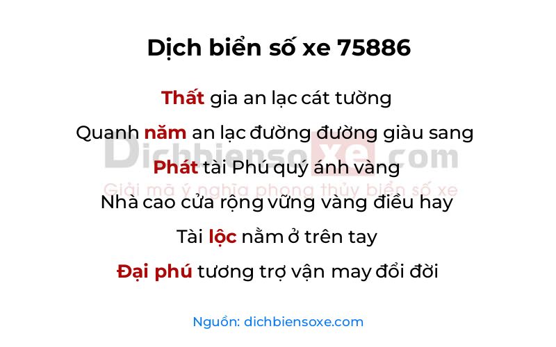 Dịch thơ biển số 75886