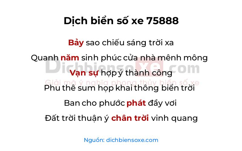 Dịch thơ biển số 75888