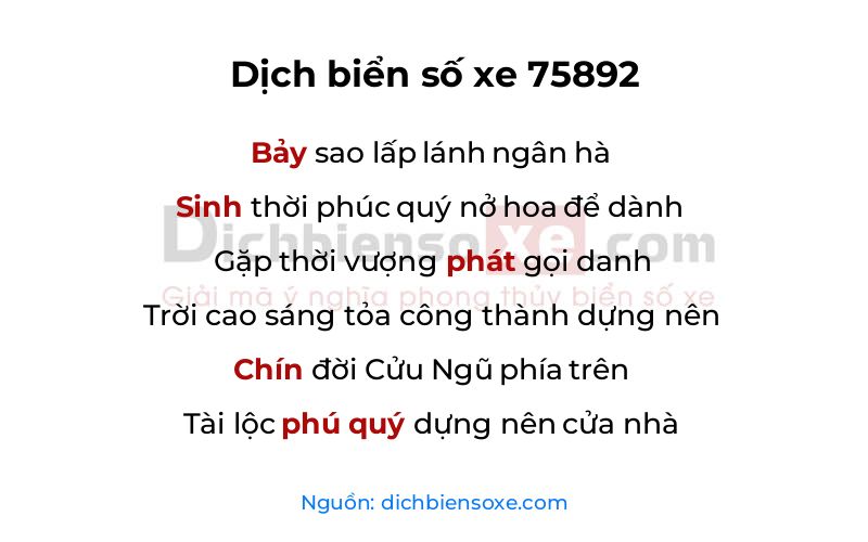 Dịch thơ biển số 75892