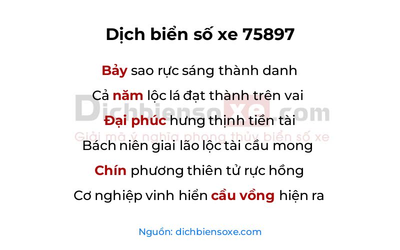 Dịch thơ biển số 75897