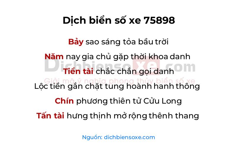 Dịch thơ biển số 75898