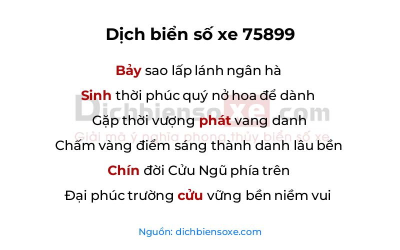 Dịch thơ biển số 75899