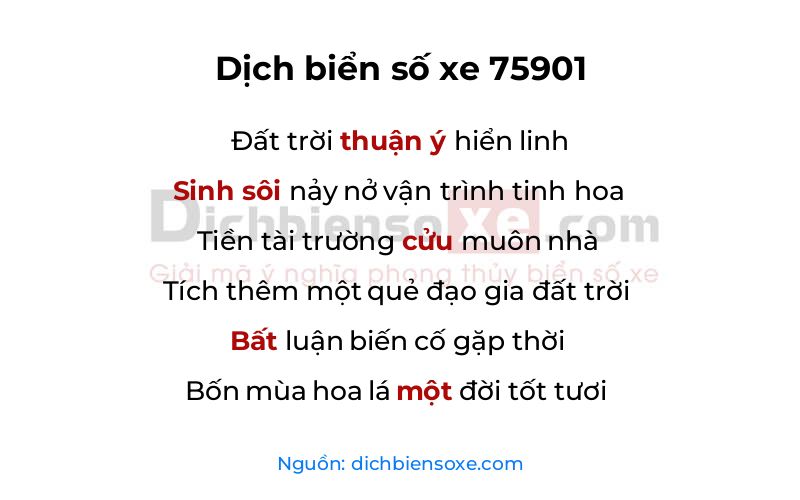 Dịch thơ biển số 75901