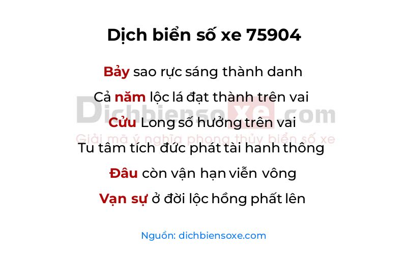 Dịch thơ biển số 75904