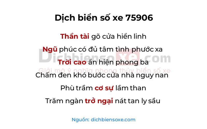 Dịch thơ biển số 75906