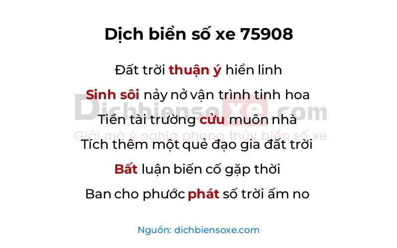Dịch thơ biển số 75908