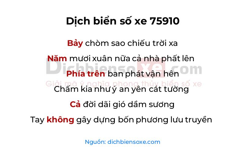 Dịch thơ biển số 75910