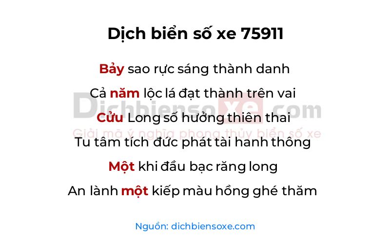 Dịch thơ biển số 75911