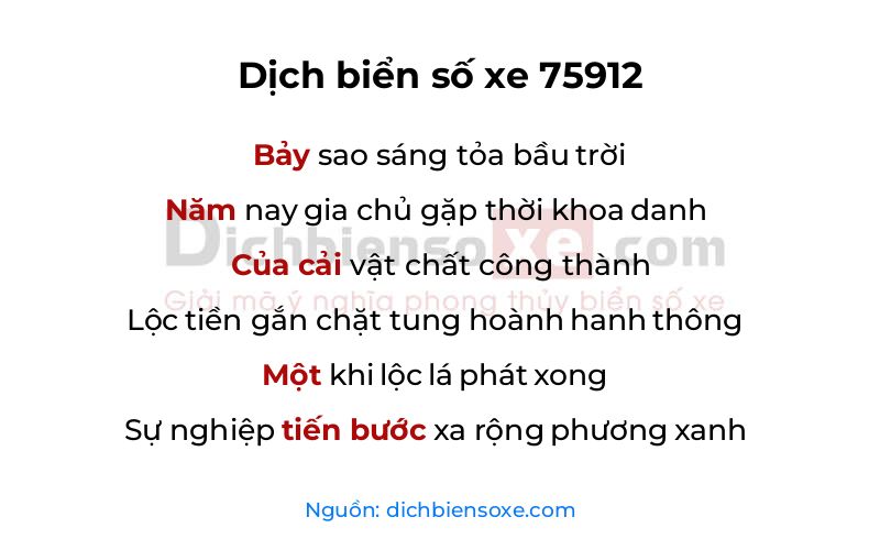 Dịch thơ biển số 75912