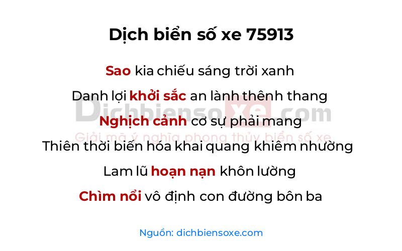 Dịch thơ biển số 75913