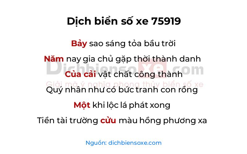 Dịch thơ biển số 75919