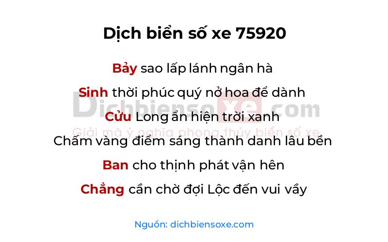 Dịch thơ biển số 75920
