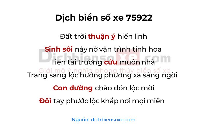 Dịch thơ biển số 75922