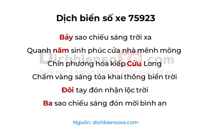 Dịch thơ biển số 75923