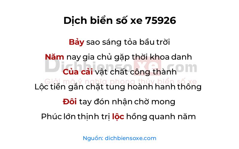 Dịch thơ biển số 75926
