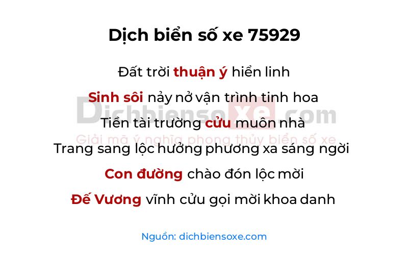 Dịch thơ biển số 75929