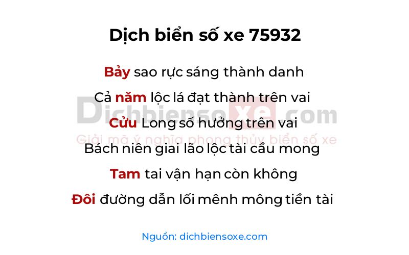 Dịch thơ biển số 75932
