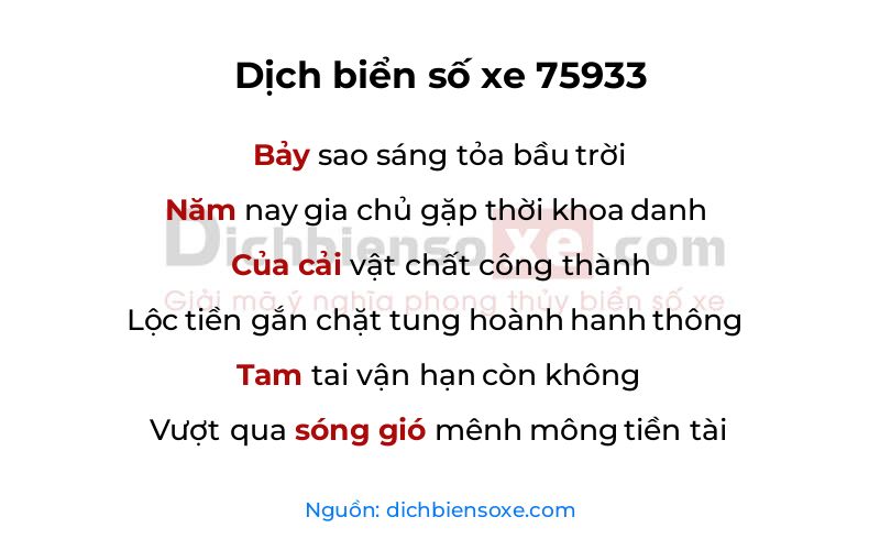 Dịch thơ biển số 75933