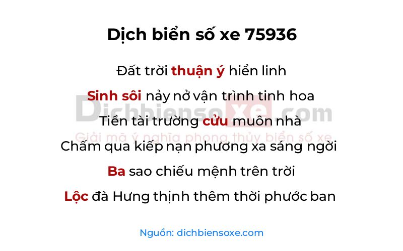 Dịch thơ biển số 75936