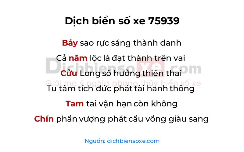 Dịch thơ biển số 75939