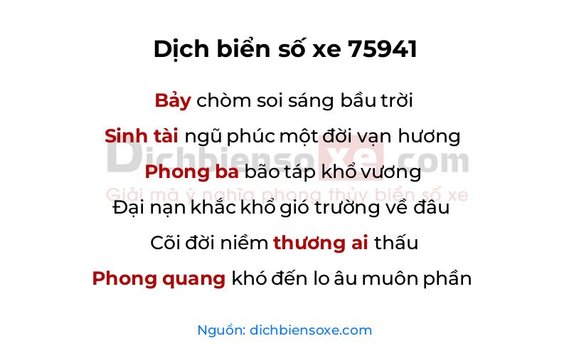 Dịch thơ biển số 75941