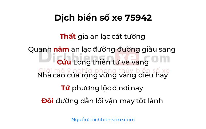 Dịch thơ biển số 75942