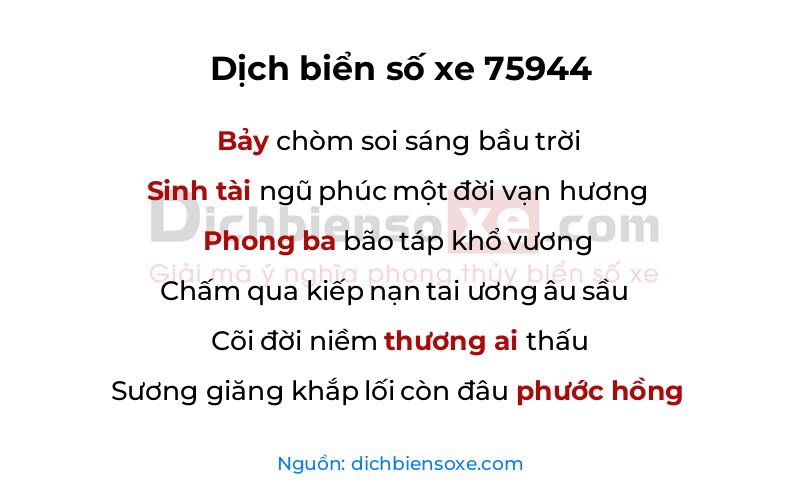 Dịch thơ biển số 75944