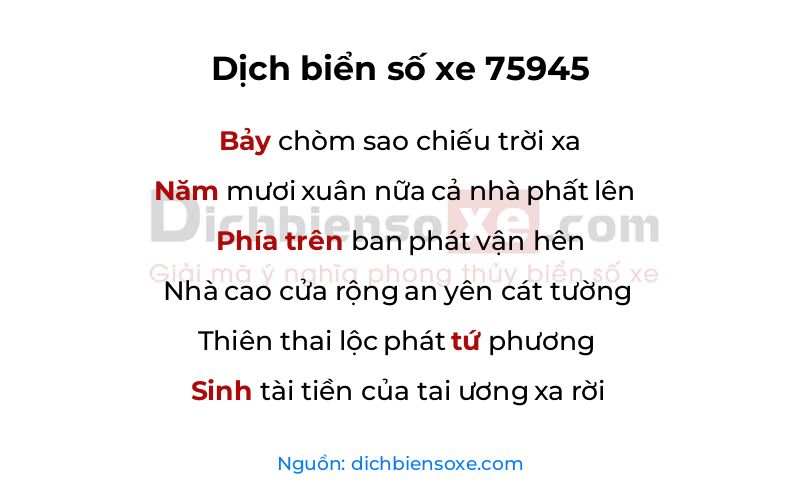 Dịch thơ biển số 75945