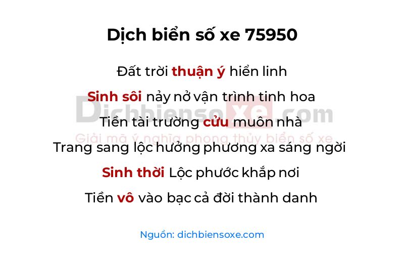 Dịch thơ biển số 75950