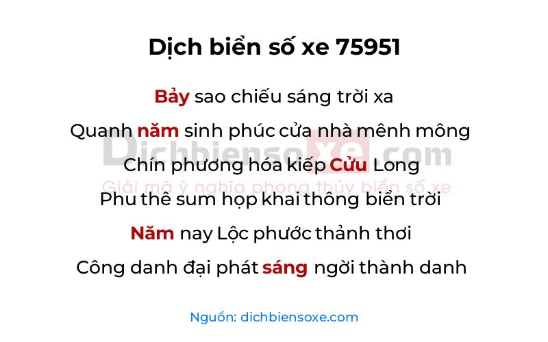 Dịch thơ biển số 75951