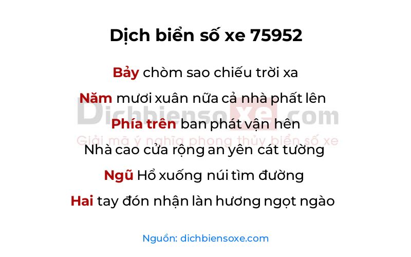 Dịch thơ biển số 75952