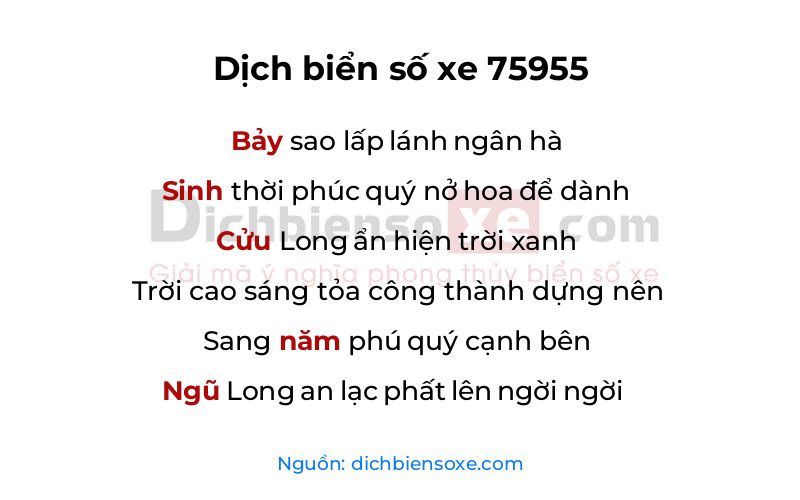 Dịch thơ biển số 75955