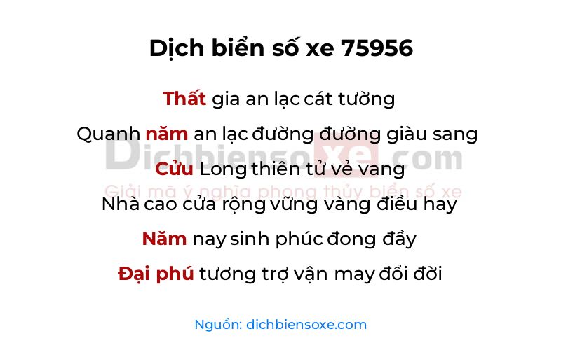 Dịch thơ biển số 75956