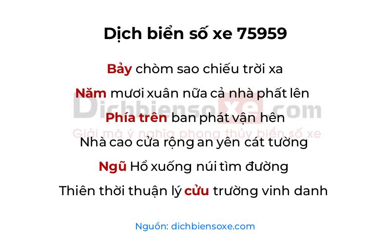 Dịch thơ biển số 75959
