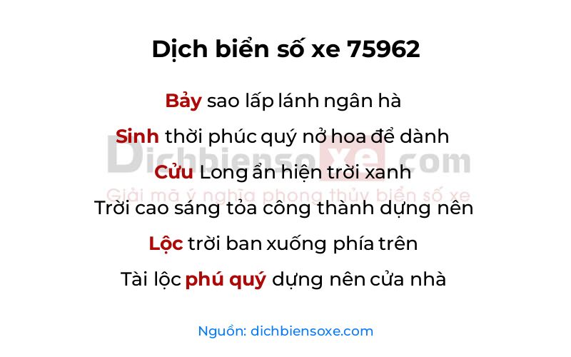 Dịch thơ biển số 75962