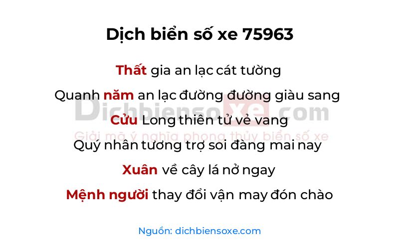 Dịch thơ biển số 75963