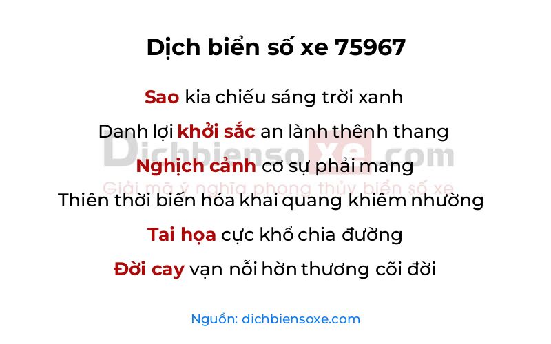 Dịch thơ biển số 75967
